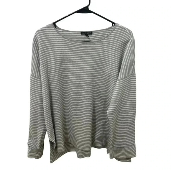 Eileen Fisher Organic Cotton Silk Blend Striped Top Size Medium - Picture 1 of 4